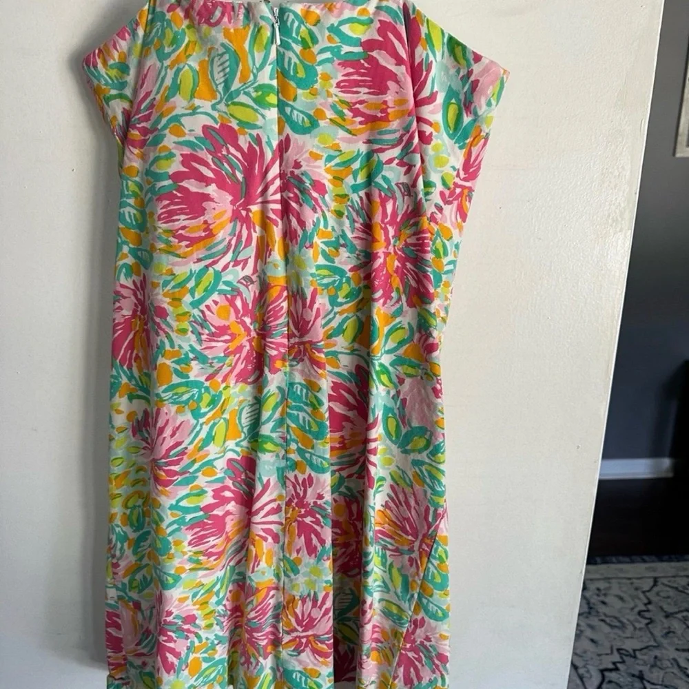 Lilly Pulitzer Strapless Floral Shift Dress in Pink, Green & Yellow - Picture 4 of 5